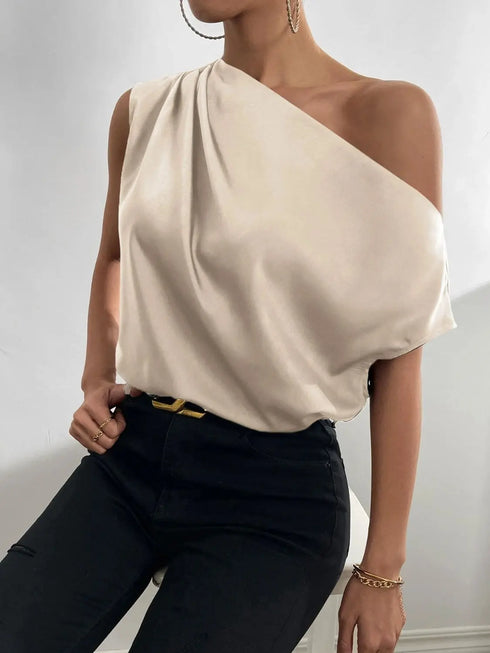 'Ceridwen' Rushed Off Shoulder Blouse - Celes Fashion